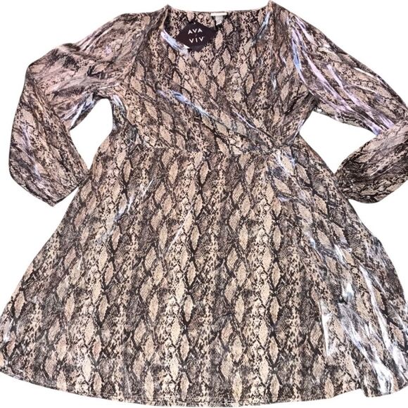 Ava & Viv Snake Print Balloon Sleeve Wrap Midi Dress 1X NWT - Picture 4 of 8